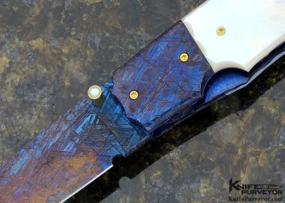 Francesco Pachi Custom Knife Blued Meteorite & Mother of Pearl Shell Linerlock - Image 2