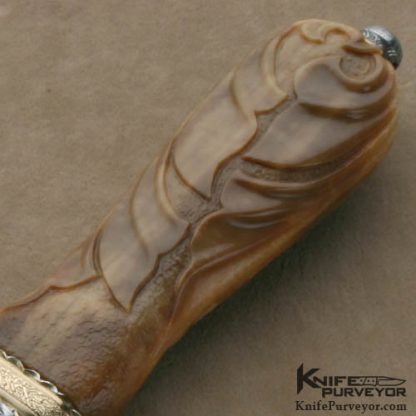 Larry Fuegen Custom Knives Sole Authorship 2007 AKI Carved Art Bowie - Image 3