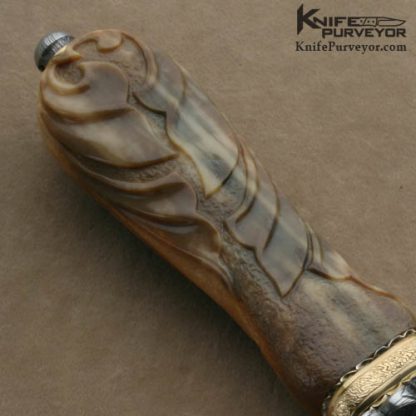 Larry Fuegen Custom Knives Sole Authorship 2007 AKI Carved Art Bowie - Image 6