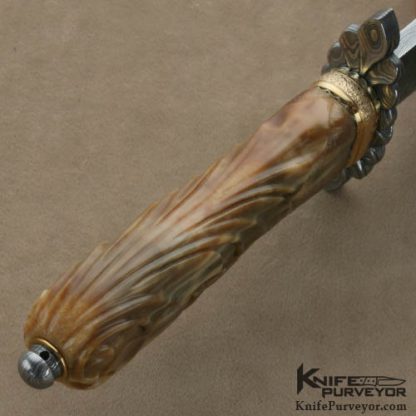 Larry Fuegen Custom Knives Sole Authorship 2007 AKI Carved Art Bowie - Image 7