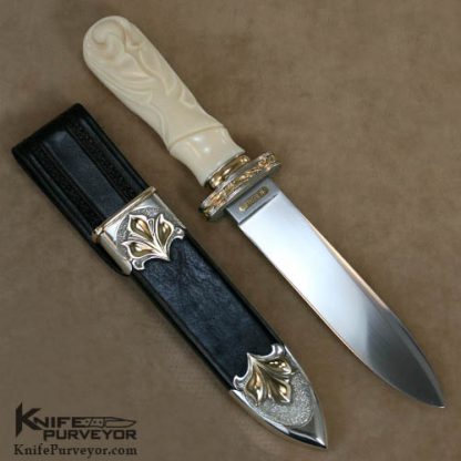 Larry Fuegen Custom Knife Carved Walrus Ivory California Bowie