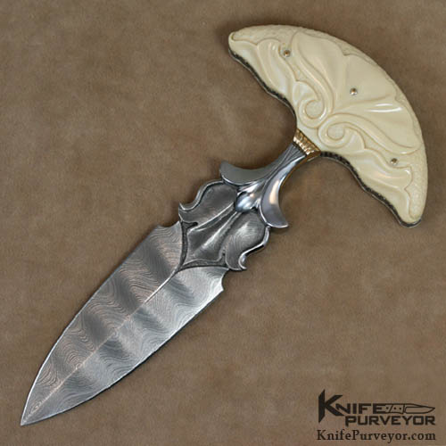 Larry Fuegen Custom Knife Carved Mammoth Ivory Push Dagger
