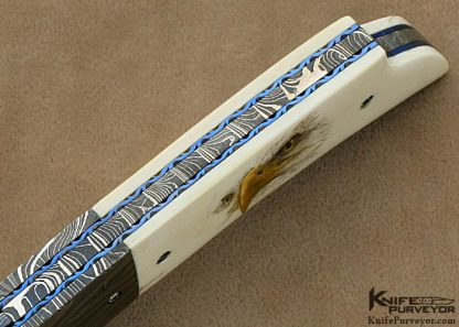 Gail Lunn Custom Knives Faustina Mead Scrimshawed Pre-ban Elephant Ivory and Robert Eggerling Damascus Liner Lock - Image 7