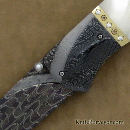 Gail Lunn Custom Knife Award Winning Mother of Pearl and Damascus Linerlock - Image 2