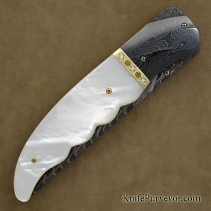 Gail Lunn Custom Knife Award Winning Mother of Pearl and Damascus Linerlock - Image 3