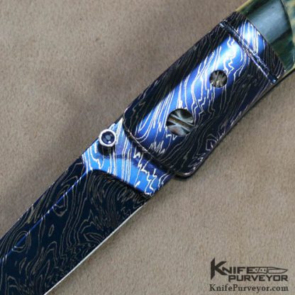 Barry Gallagher Custom Knife Sole Authorship Damascus & Mammoth Linerlock - Image 2