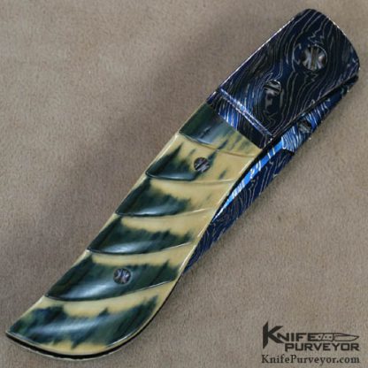 Barry Gallagher Custom Knife Sole Authorship Damascus & Mammoth Linerlock - Image 3