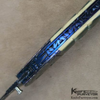 Barry Gallagher Custom Knife Sole Authorship Damascus & Mammoth Linerlock - Image 4