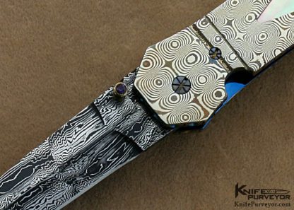 Barry Gallagher Custom Knife Mokume & Damascus Blacklip Linerlock Dagger - Image 2