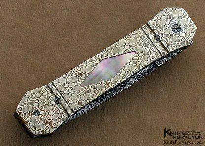 Barry Gallagher Custom Knife Mokume & Damascus Blacklip Linerlock Dagger - Image 3