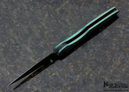 Gary Blanchard Custom Knife Devin Thomas "Raindrop" Damascus & Sole Authorship Engraved Differentially Anodized Titanium Button Lock - Image 5