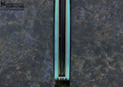 Gary Blanchard Custom Knife Devin Thomas "Raindrop" Damascus & Sole Authorship Engraved Differentially Anodized Titanium Button Lock - Image 6