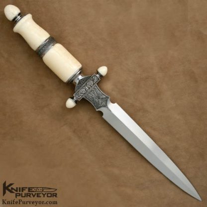 Gary Blanchard Custom Knife Sole Authorshipped Engraved Pre Ban Elephant Ivory Presentation Dagger - Image 4