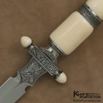 Gary Blanchard Custom Knife Sole Authorshipped Engraved Pre Ban Elephant Ivory Presentation Dagger - Image 2