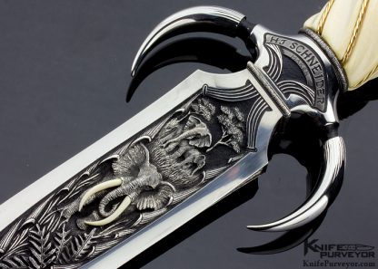 Gary Blanchard Engraved Herman Schneider Custom Knife Carved and Engraved Africa Dagger - Image 6