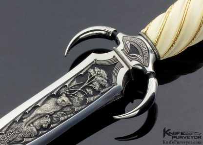 Gary Blanchard Engraved Herman Schneider Custom Knife Carved and Engraved Africa Dagger - Image 2
