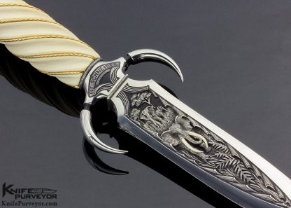 Gary Blanchard Engraved Herman Schneider Custom Knife Carved and Engraved Africa Dagger - Image 5