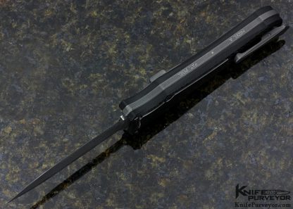 Gavin Hawk Custom Knife "OTF" Auto Deadlock with Polished Zirconium Inlays, Carbon Fiber & Devin Thomas Stainless Damascus Herringbone with a XHP Core - Image 7