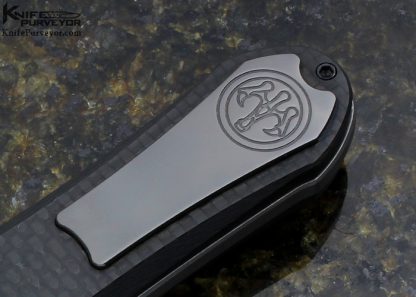 Gavin Hawk Custom Knife "OTF" Auto Deadlock with Polished Zirconium Inlays, Carbon Fiber & Devin Thomas Stainless Damascus Herringbone with a XHP Core - Image 4
