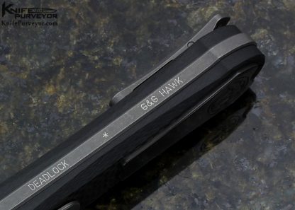 Gavin Hawk Custom Knife "OTF" Auto Deadlock with Polished Zirconium Inlays, Carbon Fiber & Devin Thomas Stainless Damascus Herringbone with a XHP Core - Image 6