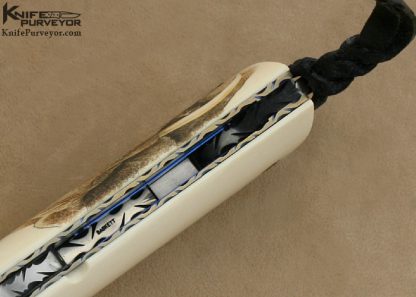 Gene Baskett Custom Knife 45 Caliber Pistol Grips Scrimshawed by "Garbo" Gary Williams Tail Lock - Image 7