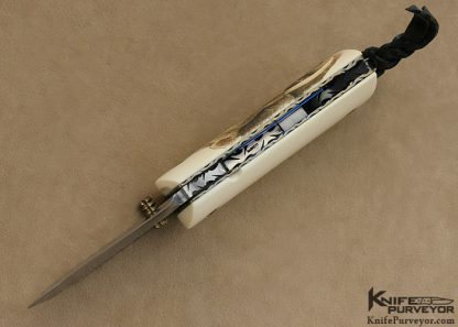 Gene Baskett Custom Knife 45 Caliber Pistol Grips Scrimshawed by "Garbo" Gary Williams Tail Lock - Image 6
