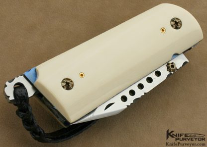 Gene Baskett Custom Knife 45 Caliber Pistol Grips Scrimshawed by "Garbo" Gary Williams Tail Lock - Image 3