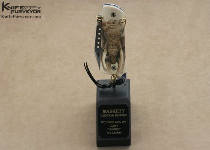 Gene Baskett Custom Knife 45 Caliber Pistol Grips Scrimshawed by "Garbo" Gary Williams Tail Lock - Image 8
