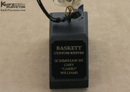 Gene Baskett Custom Knife 45 Caliber Pistol Grips Scrimshawed by "Garbo" Gary Williams Tail Lock - Image 10