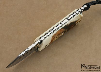 Gene Baskett Custom Knife Pre-ban Elephant Ivory 45 Caliber Pistol Grips Scrimshawed "Lion" by "Garbo" Gary Williams Tail Lock - Image 7