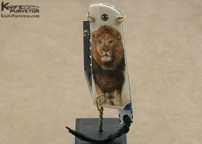 Gene Baskett Custom Knife Pre-ban Elephant Ivory 45 Caliber Pistol Grips Scrimshawed "Lion" by "Garbo" Gary Williams Tail Lock - Image 9