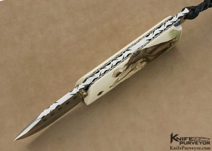 Gene Baskett Custom Knife 45 Caliber Pistol Grips Scrimshawed  by "Garbo" Gary Williams Tail Lock - Image 5