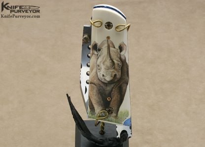 Gene Baskett Custom Knife 45 Caliber Pistol Grips Scrimshawed  by "Garbo" Gary Williams Tail Lock - Image 9