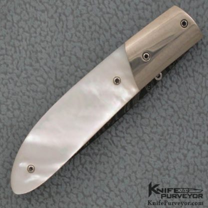 Bill Ogden Custom Knife Mother of Pearl & Damascus Linerlock - Image 3
