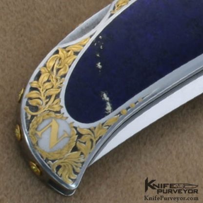 Rick Genovese Custom Knife Barrett Smythe Lapis Lazuli Interframe Lockback Engraved by Jon Robyn - Image 7