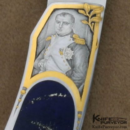 Rick Genovese Custom Knife Barrett Smythe Lapis Lazuli Interframe Lockback Engraved by Jon Robyn - Image 3