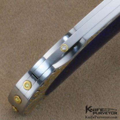 Rick Genovese Custom Knife Barrett Smythe Lapis Lazuli Interframe Lockback Engraved by Jon Robyn - Image 8