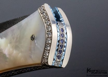 George Dailey Custom Knife Gentlemans Auto with Mother of Pearl and 34 Diamonds 25 Sapphires and Palladium Jerry Rados Blade - Image 9