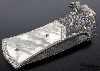 George Dailey Custom Knife Gentlemans Auto with Mother of Pearl and 34 Diamonds 25 Sapphires and Palladium Jerry Rados Blade - Image 5