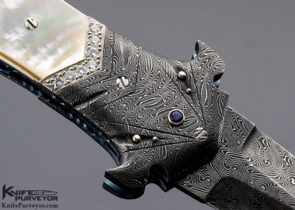 George Dailey Custom Knife Gentlemans Auto with Mother of Pearl and 34 Diamonds 25 Sapphires and Palladium Jerry Rados Blade - Image 4