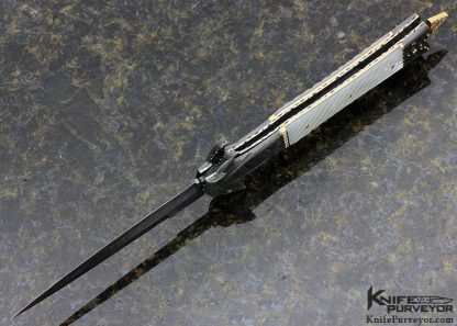 George Dailey Custom Knife Mother of Pearl and Turkish Twist Damascus Automatic Dagger - Image 5