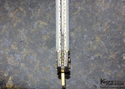 George Dailey Custom Knife Mother of Pearl and Turkish Twist Damascus Automatic Dagger - Image 6