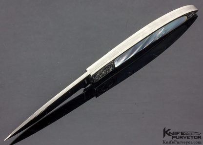 George Herron Custom Knife Engraved Mother of Pearl Interframe Little Gents Folder Slip Joint - Image 4
