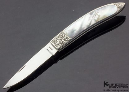 George Herron Custom Knife Engraved Mother of Pearl Interframe Little Gents Folder Slip Joint