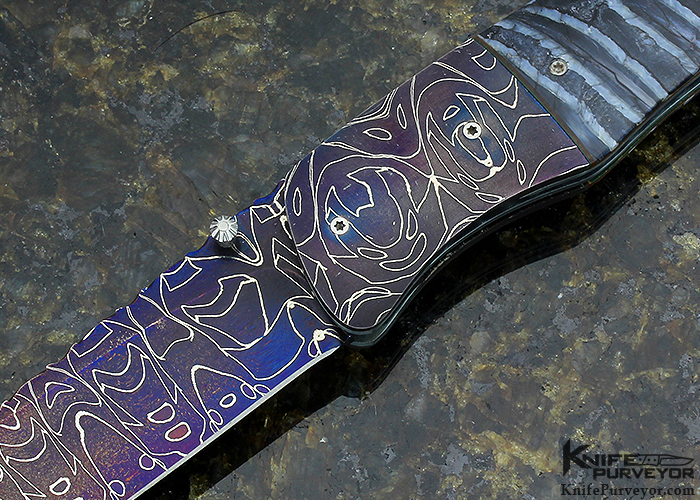 George Muller Custom Knife Mike Fellows "Rochas Mosaic" Damascus Linerlock - Image 2