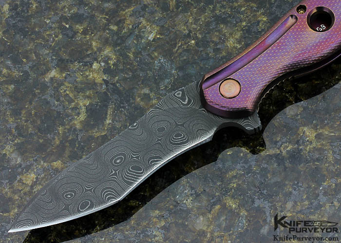 Gerry McGinnis Custom Knife Mini Peligro R Framelock Flipper with Chad Nichols "Raindrop" - Image 2