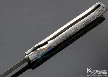 Joe Kious Custom Knife Giovanni Steduto "Creative Arts" Engraved Damascus Pocket Locket Automatic Lockback - Image 7