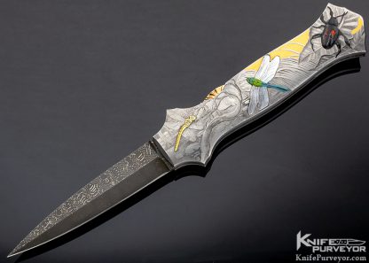 Joe Kious Custom Knife Giovanni Steduto "Creative Arts" Engraved Damascus Pocket Locket Automatic Lockback