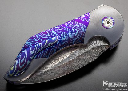 Glenn Are Hovin Custom Knife Foniks Double Bolster Damasteel Flipper - Image 6