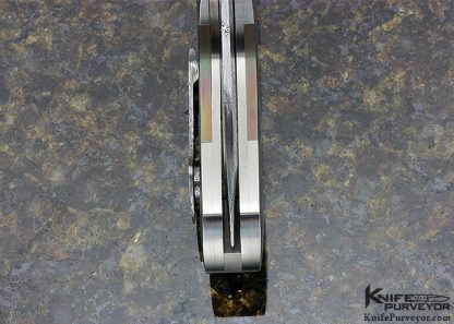 Glenn Are Hovin Custom Knife #4 Flame Colored Titanium and Damasteel Linerlock Flipper - Image 6